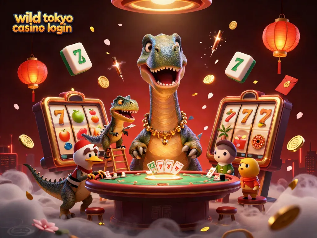 Engage with wild tokyo casino login, featuring a whimsical 3D scene of gaming in a vibrant casino setting.