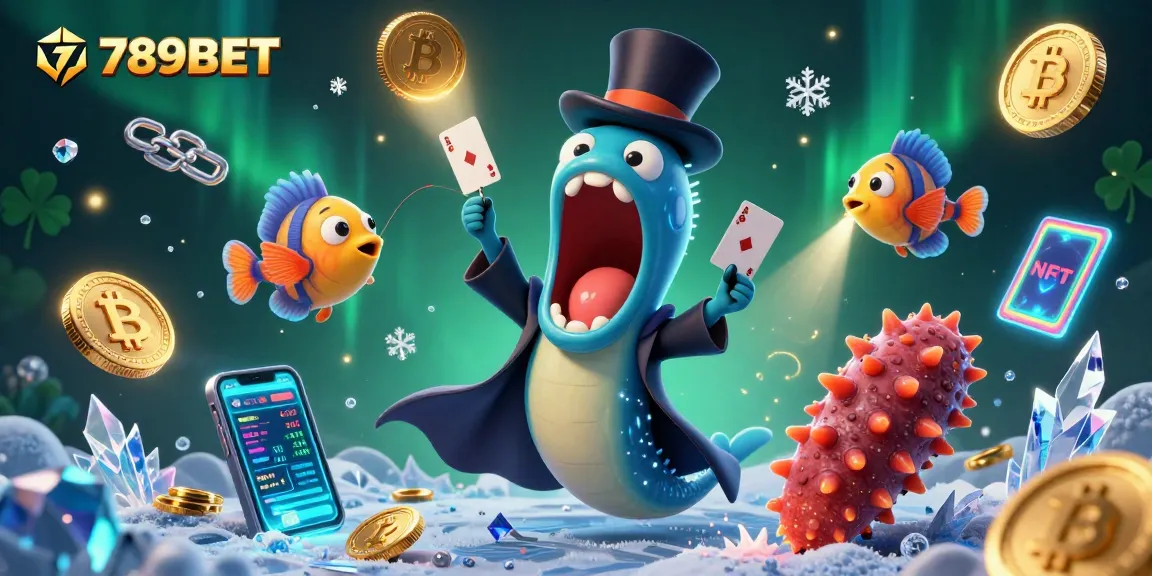 Witness the magic of 789BET's captivating casino world with glowing crypto coins and dynamic characters.