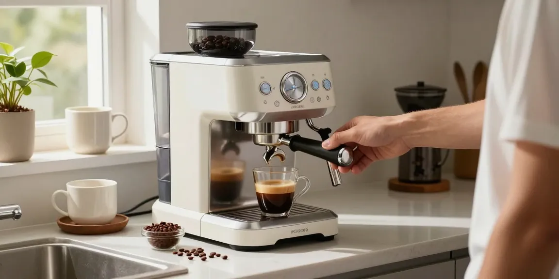 ROKOK88 Espresso Machine in a cozy kitchen brewing rich espresso with perfect crema.