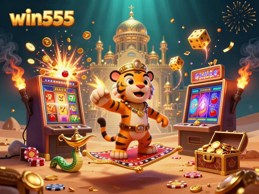 Experience the thrilling world of win555 with a carnival of colorful slot games and dynamic casino elements.