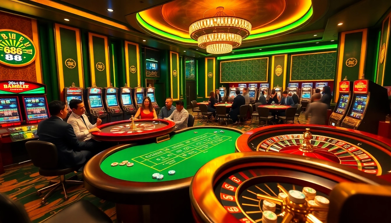 Excited players enjoying high-stakes blackjack and roulette at GK 88 casino.