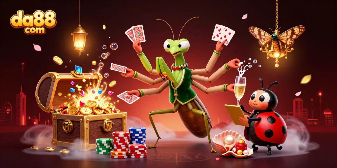 Engage with da88 com through a vibrant 3D casino scene filled with unique characters and rich game elements.