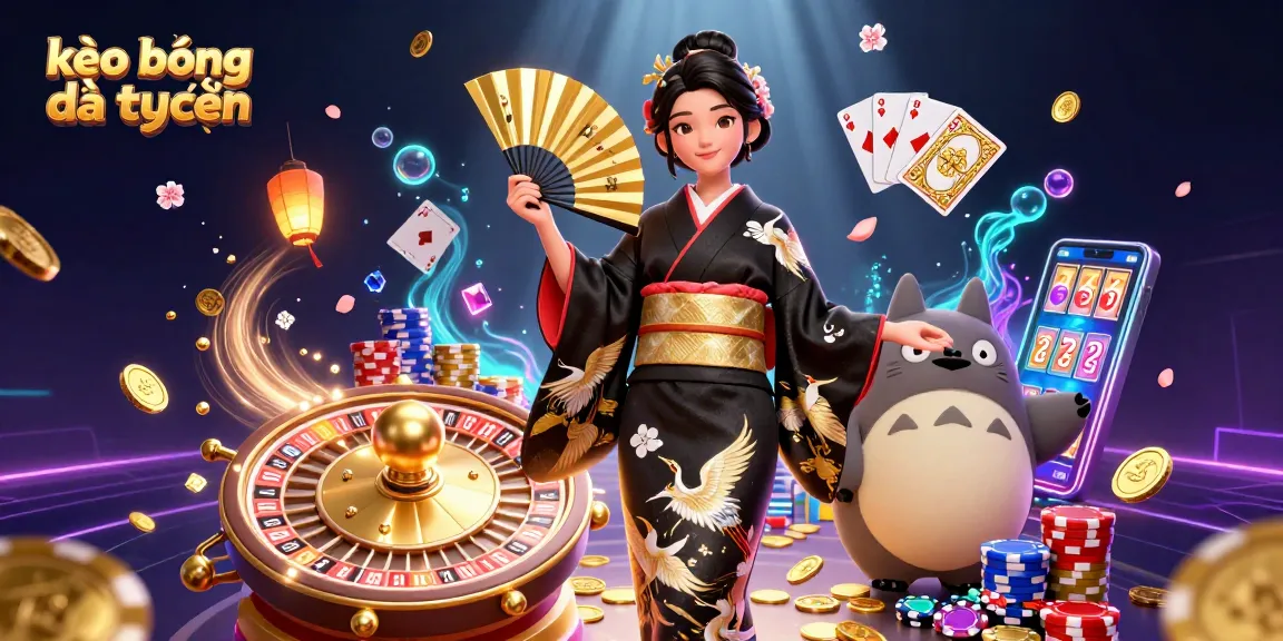 Engage with kèo bóng đá trực tuyến through this vibrant 3D illustration of casino elements.