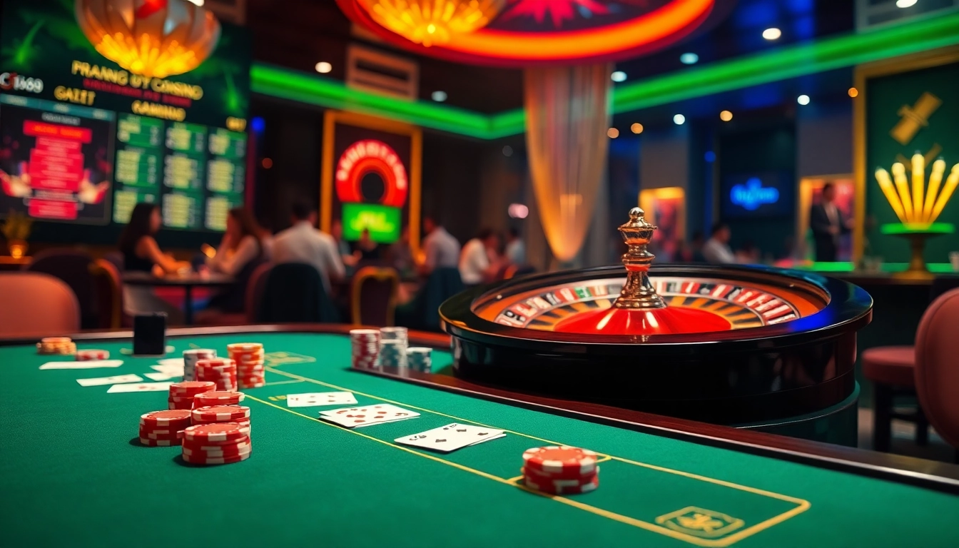 Experience the excitement of trang chủ C168 with vibrant casino tables and thrilling game elements.