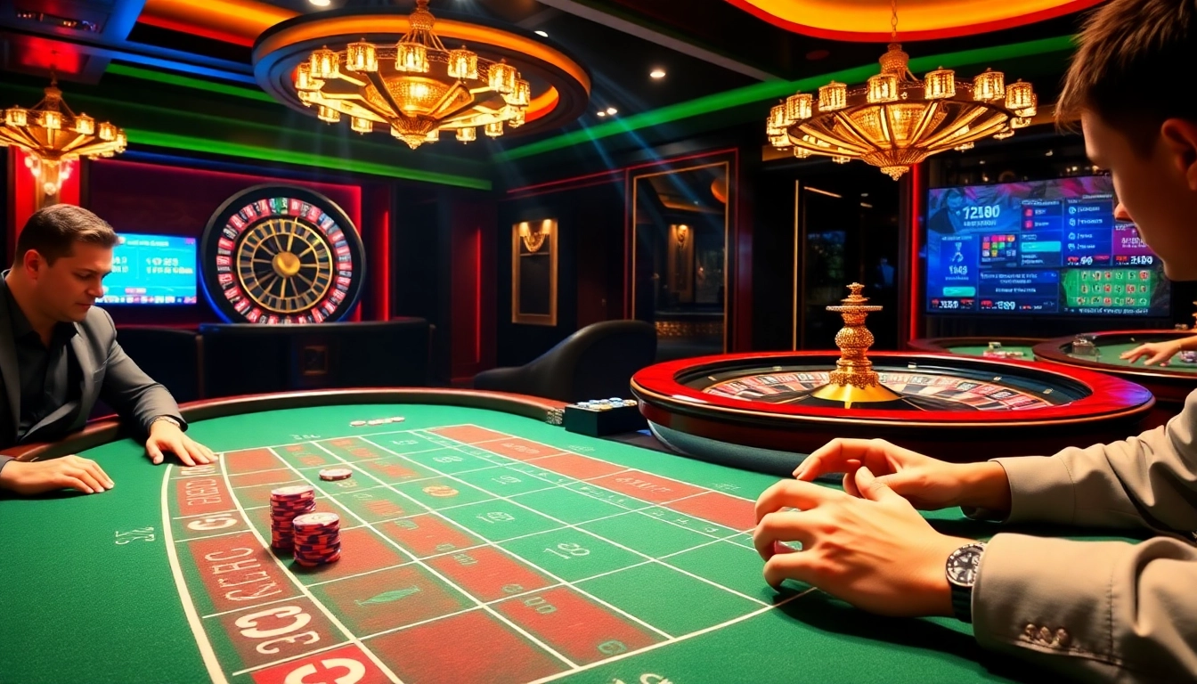 Players strategizing at the Baccarat table in an exciting XX88 online casino scene.