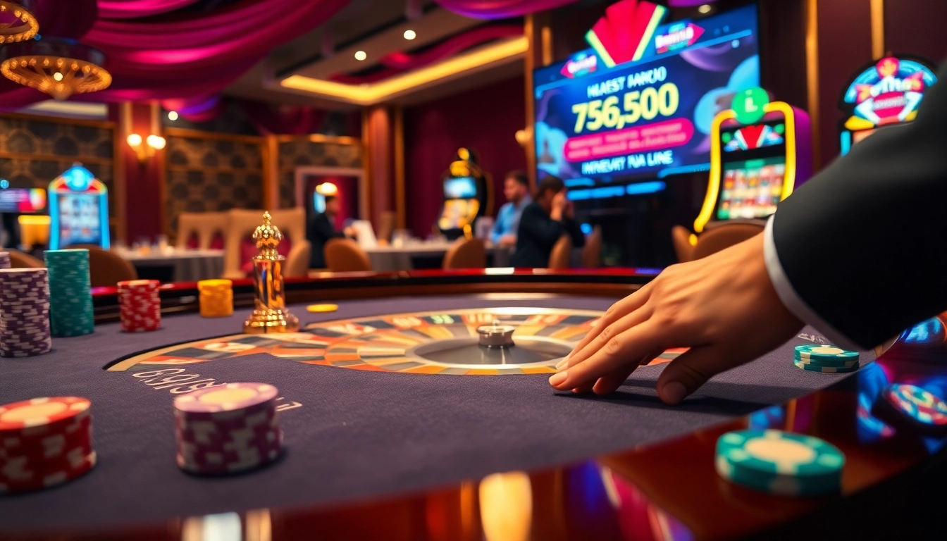 Exciting casino atmosphere featuring roulette and poker elements at https://789winjj.com/ for an immersive gambling experience.