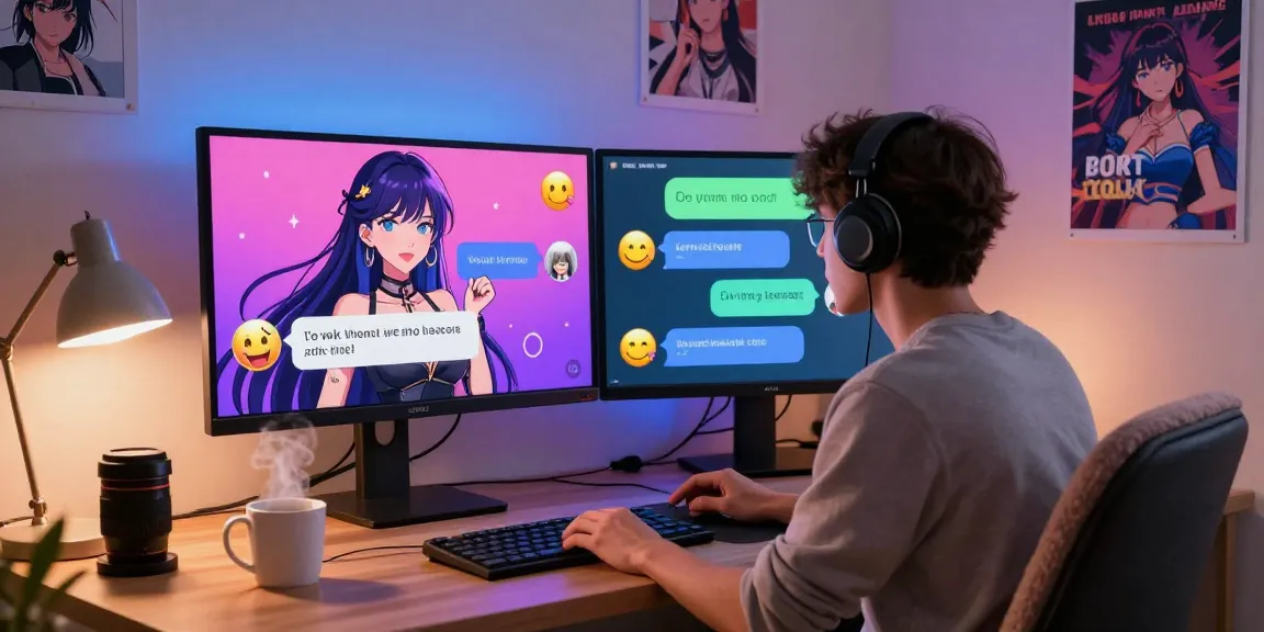 Engaging ai hentai chat experience with vibrant anime character interaction in a cozy virtual space.